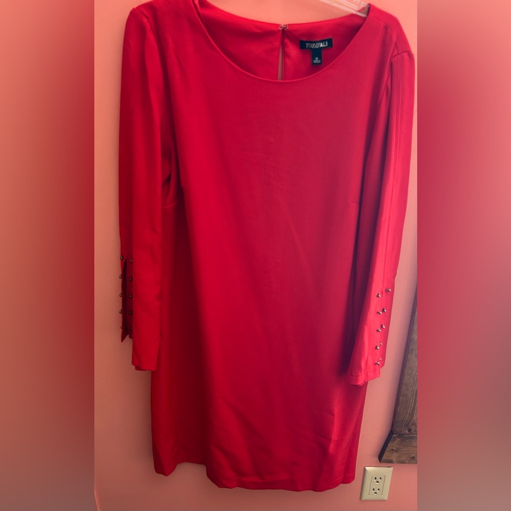 Roz & Ali Vibrant Red Long Sleeve Dress